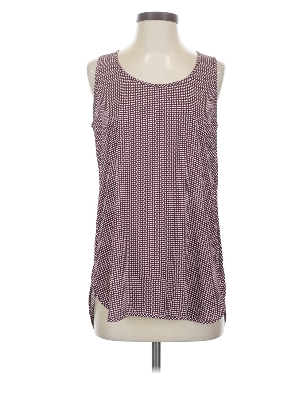 Loft XSM Maturity Sleeveless Burgundy Geometric Print Tank Top